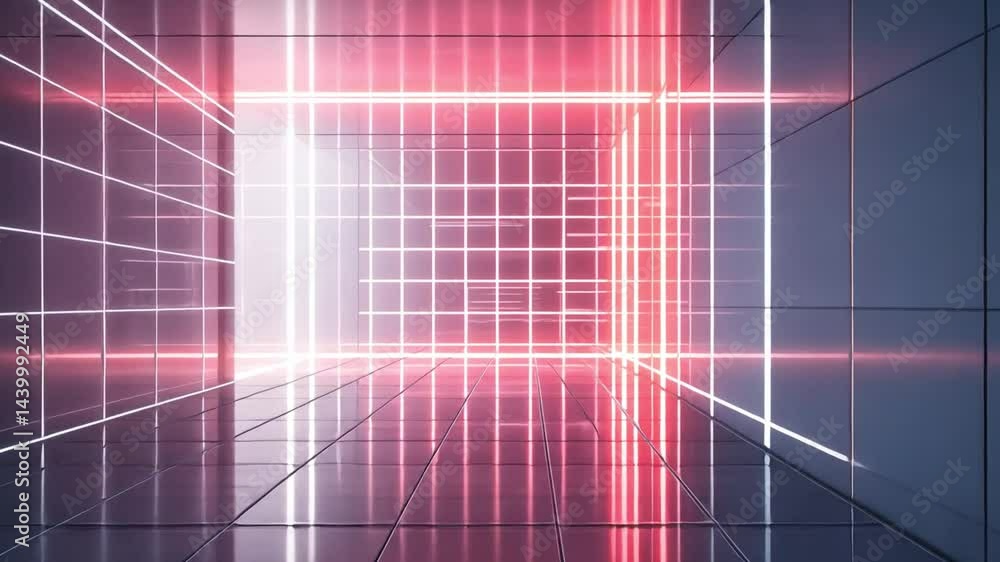 Poster illuminated grid lines: a futuristic abstract composition with geometric lines and vibrant colors cr