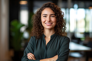 Beautiful woman smiling with crossed arms