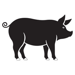  Pig silhouette design on white background. Pig logo, pig illustration Pro Vector 