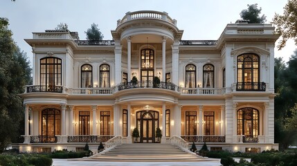 Obraz premium Majestic classic manor house with elegant baroque architectural style and rich details high resolution picture