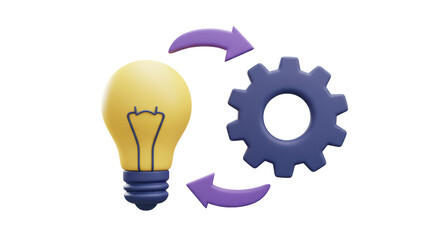 Isolated Bulb and cogwheel