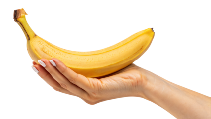 hand holding banana isolated