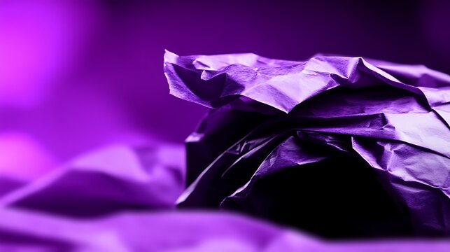 Abstract purple texture featuring crumpled paper with bold shadows and depth