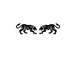 Powerful Tiger Silhouette Design for Logo or Graphic Use, A bold, stylized silhouette of a tiger, perfect for a logo or graphic design project.