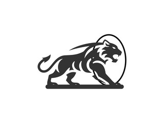 Powerful Tiger Silhouette Design for Logo or Graphic Use, A bold, stylized silhouette of a tiger, perfect for a logo or graphic design project.