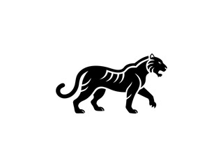 Powerful Tiger Silhouette Design for Logo or Graphic Use, A bold, stylized silhouette of a tiger, perfect for a logo or graphic design project.