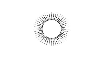 Black outline sketch of a sun with rays on a white background.