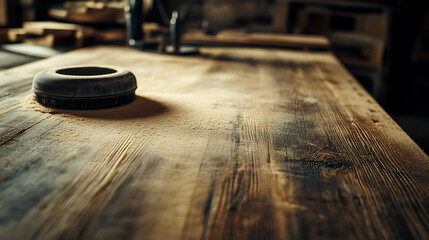 A Sanding Disc on a Wooden Workbench