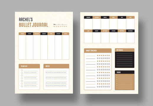 Bullet Journal Planner Template Layout