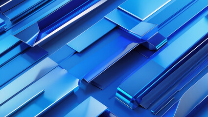 Obraz premium Abstract blue shapes, maybe circuit boards, are arranged in an interesting geometric pattern