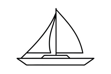 Simple Sailboat Line Art Drawing.
