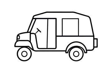Fototapeta premium Three Wheeled Vehicle Line Art