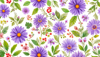 Soft pastel floral illustration featuring blooming flowers on a white background. Perfect for spring designs, wedding invites, or nature-inspired projects.