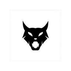 Black bobcat head logo design