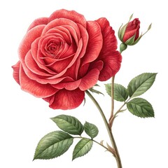 red rose isolated on white background