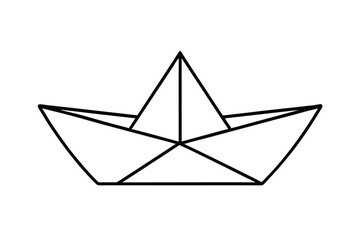 Simple Paper Boat Outline Illustration