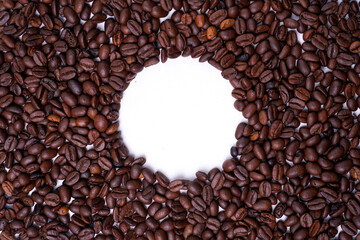 Set of fresh roasted coffee beans isolated on white background