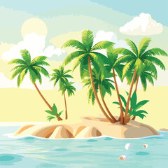 tropical island with palm tree