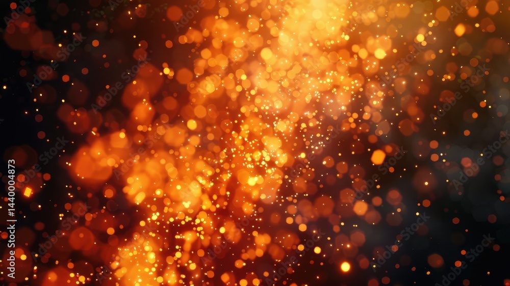 Poster the abstract picture about warm tone colorful particle lighting lights creating a blurred and festiv