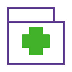 Medical Records Icon: Health Information Folder with Green Cross Symbolism