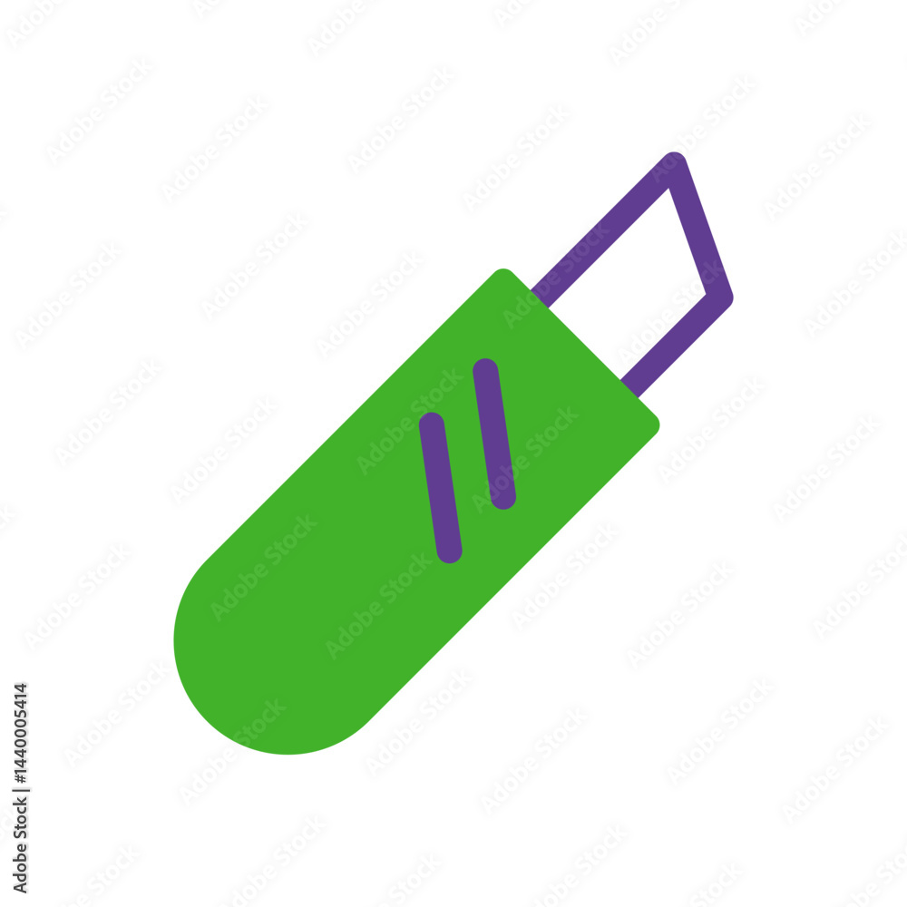 Poster abstract representation of a utility knife with clean lines and bright colors