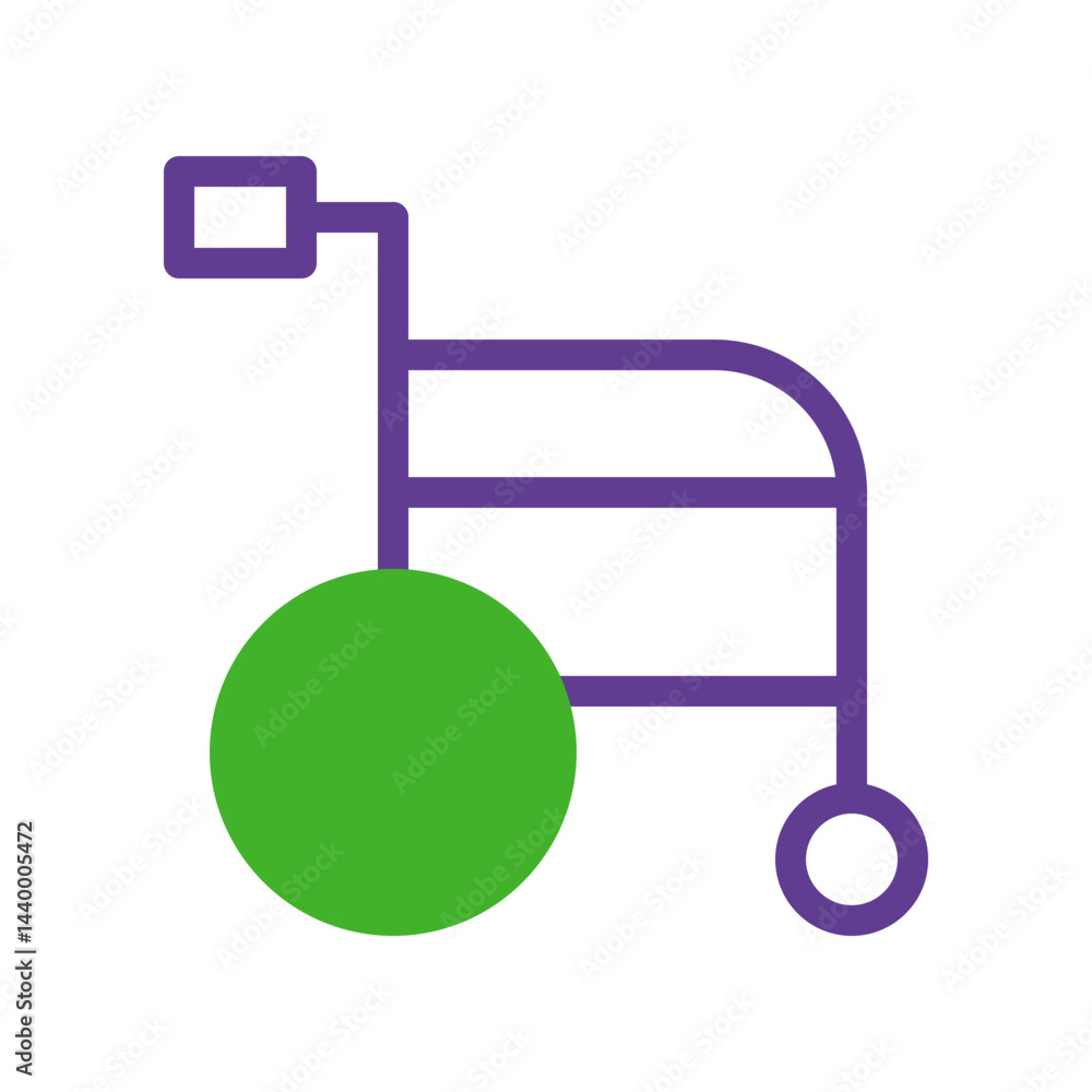 Poster abstract depiction of a wheelchair with minimalistic and colorful elements