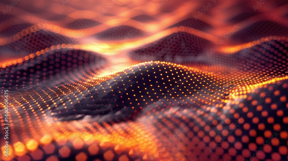 Poster abstract of vibrant particle in geometric shape represent data flow. vivid flowing object with high 