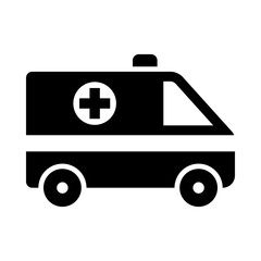 Ambulance icon, emergency car symbol, medicine van, mobile hospital, care medic support and first aid concept isolated on white background.
