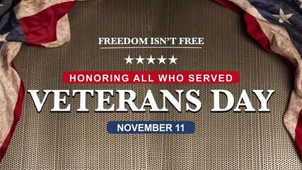 Veterans Day November 11 Banner moving in 4k video