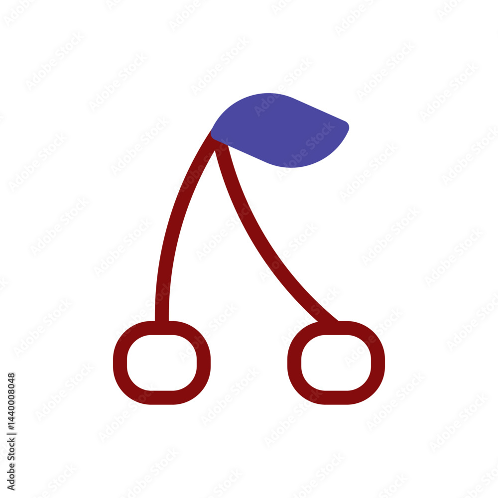 Poster stylized cherry icon with simple geometric shapes creating playful design