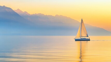 Sunrise sail on placid lake