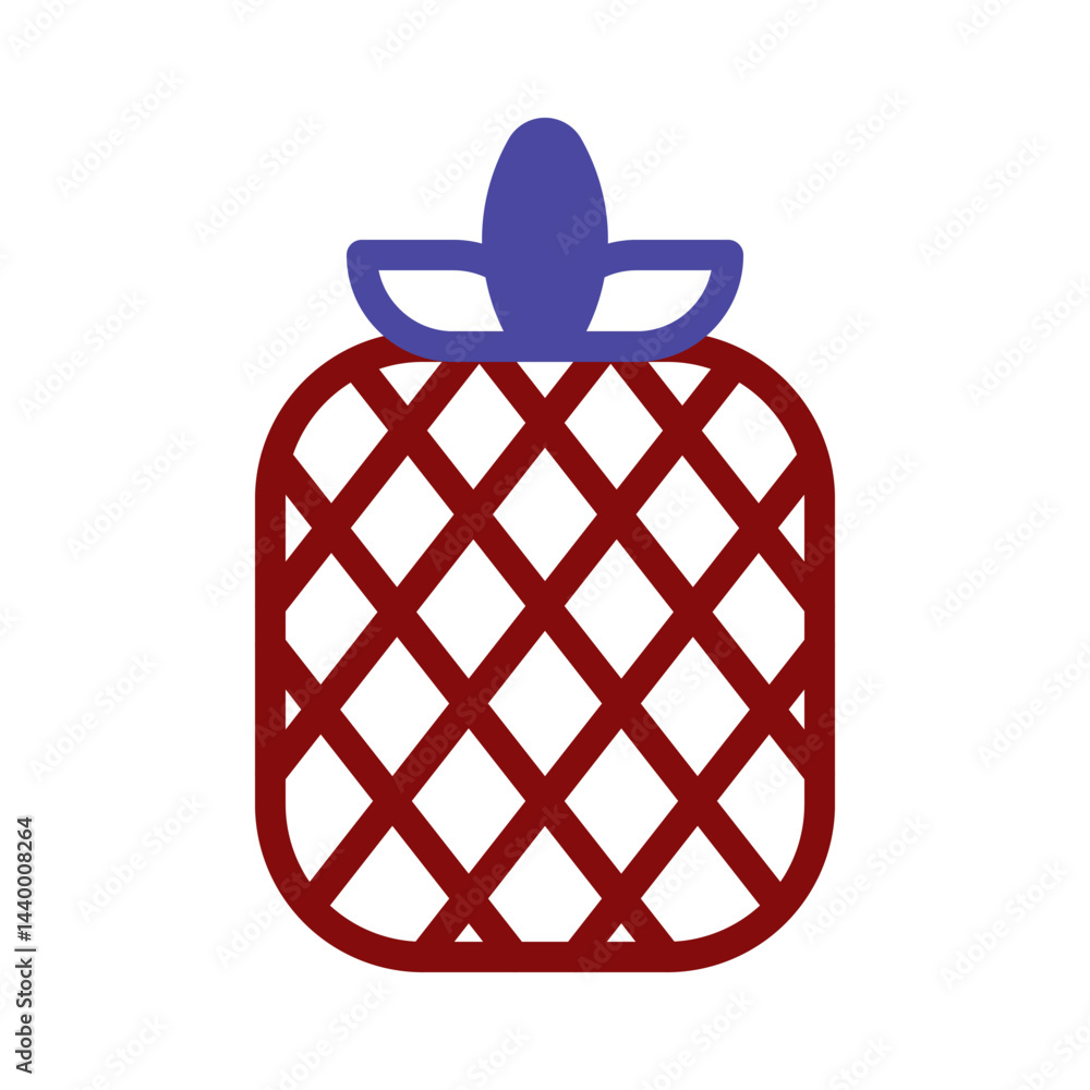 Poster stylized pineapple fruit with geometric pattern and contrasting color scheme