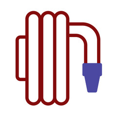Stylized firehose illustration conveying safety and emergency equipment concept