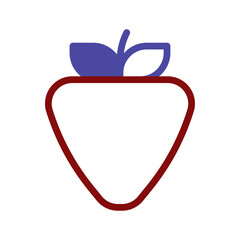 Stylized strawberry illustration with bold color accents against a stark white canvas