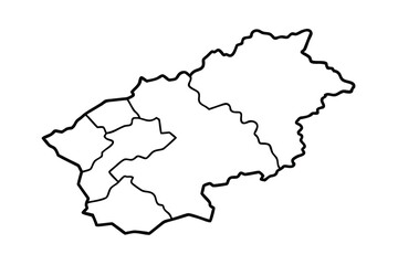 Blank Outline Map of Slovakia Regions
