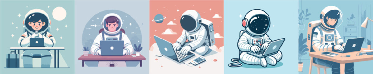 astronaut character vector playing laptop © sarah16blakeyxh2