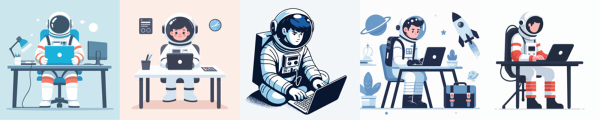 astronaut character vector playing laptop © sarah16blakeyxh2