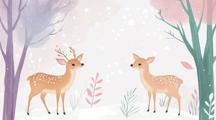 Two deer in a snowy forest