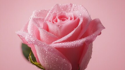 Close-up of a pink rose with water droplets