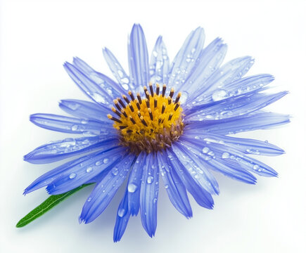 Blue Aster Flower with Dew Drops