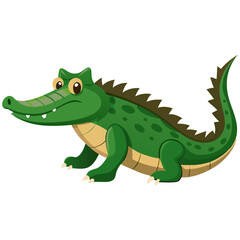 Friendly green cartoon crocodile with a big smile