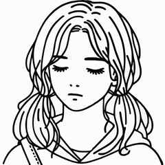 Line art of teenage girl