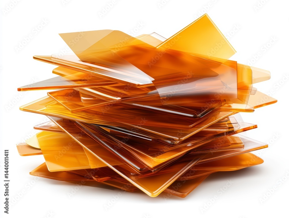 Poster stacked transparency acrylic sheets art display in studio environment modern aesthetic viewpoint