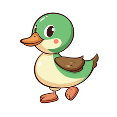Fototapeta premium Cute cartoon duck walking with a cheerful expression