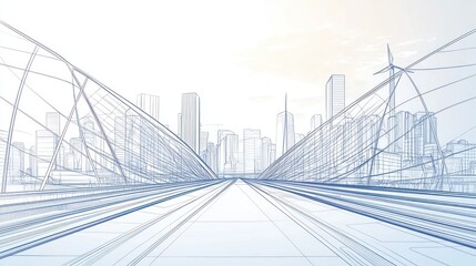 Obraz premium Architectural design of a futuristic city bridge