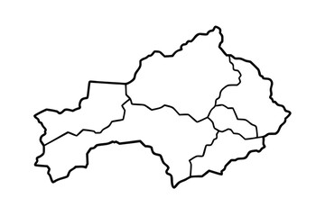 Burkina Faso Administrative Map Outline
