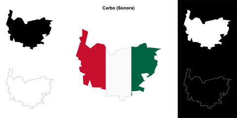 Carbo municipality (Sonora) outline map set