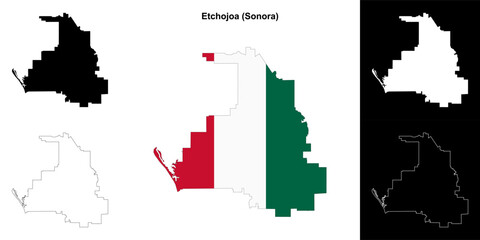 Etchojoa municipality (Sonora) outline map set