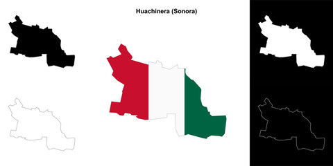 Huachinera municipality (Sonora) outline map set