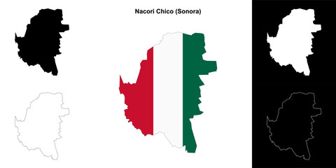 Nacori Chico municipality (Sonora) outline map set